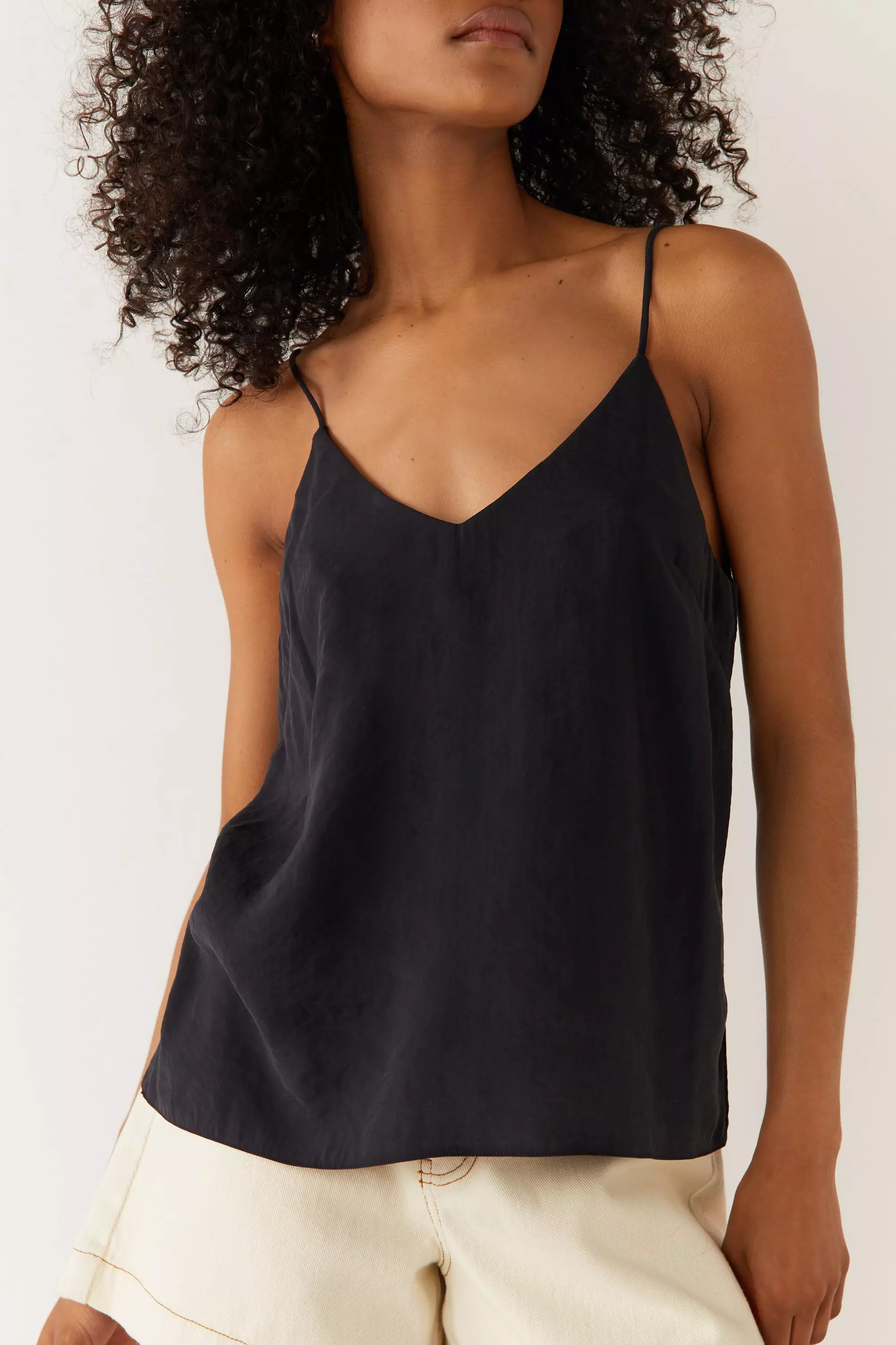 Strappy V Neck Textured Cami Top