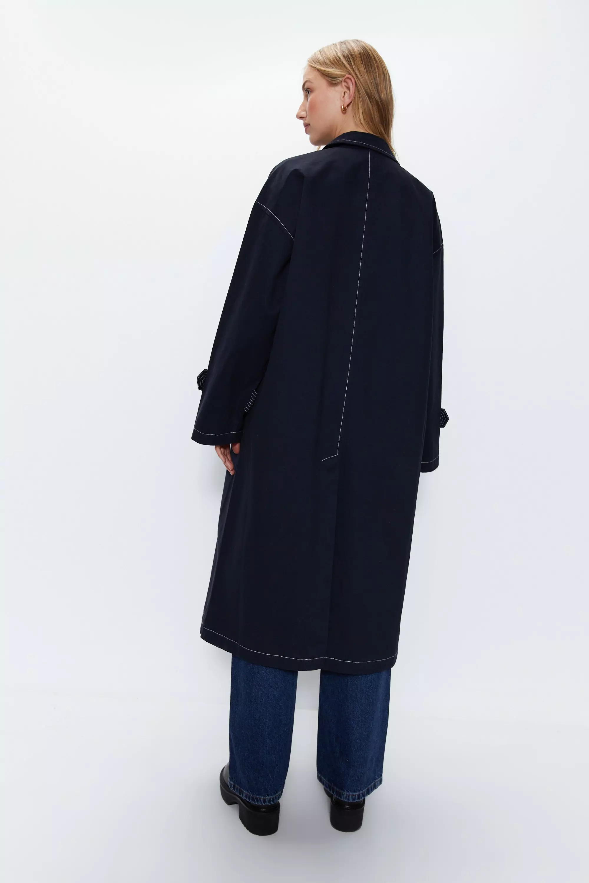 Premium Contrast Stitch Trench Coat | Warehouse