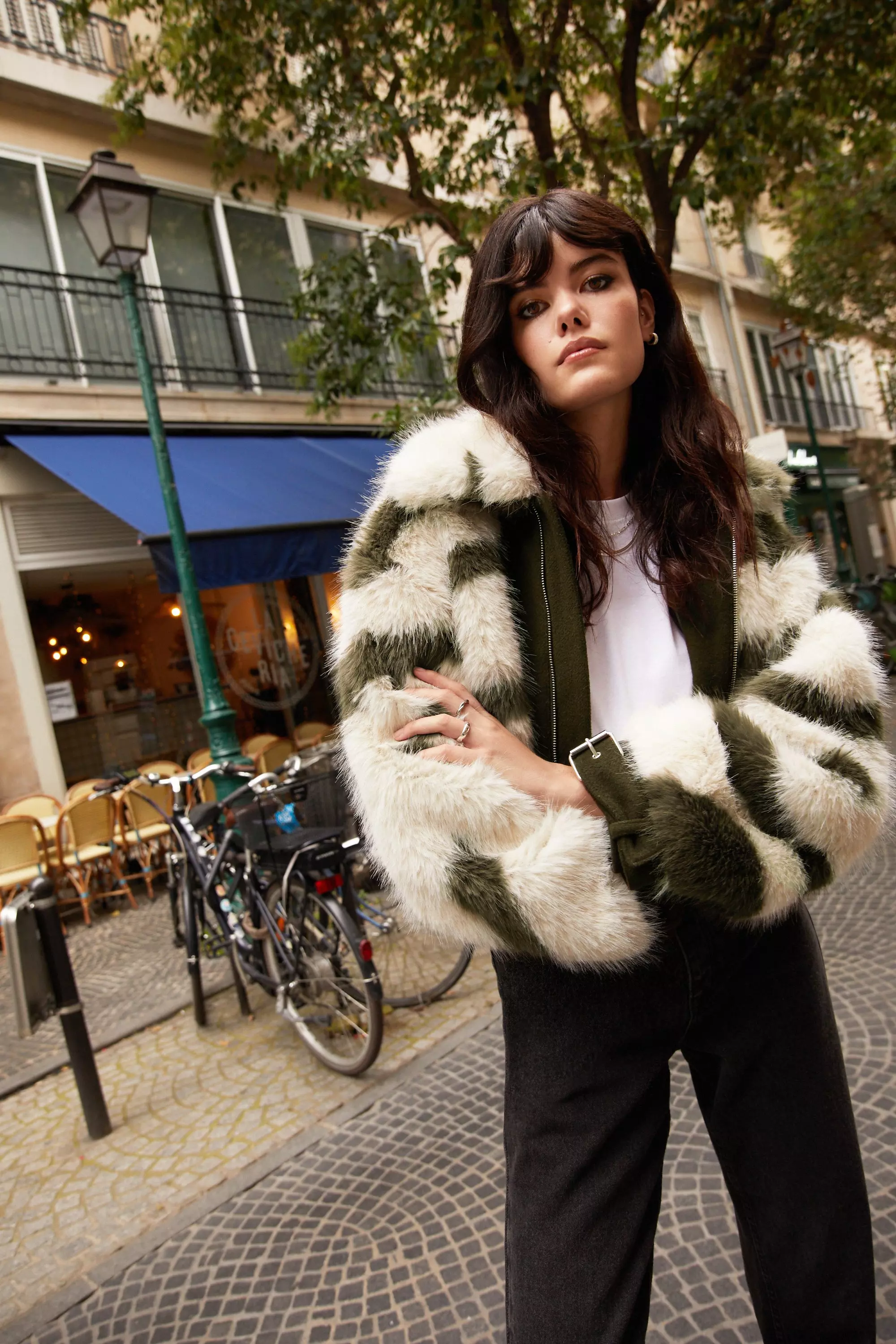 Marble Faux Fur Coat | Warehouse