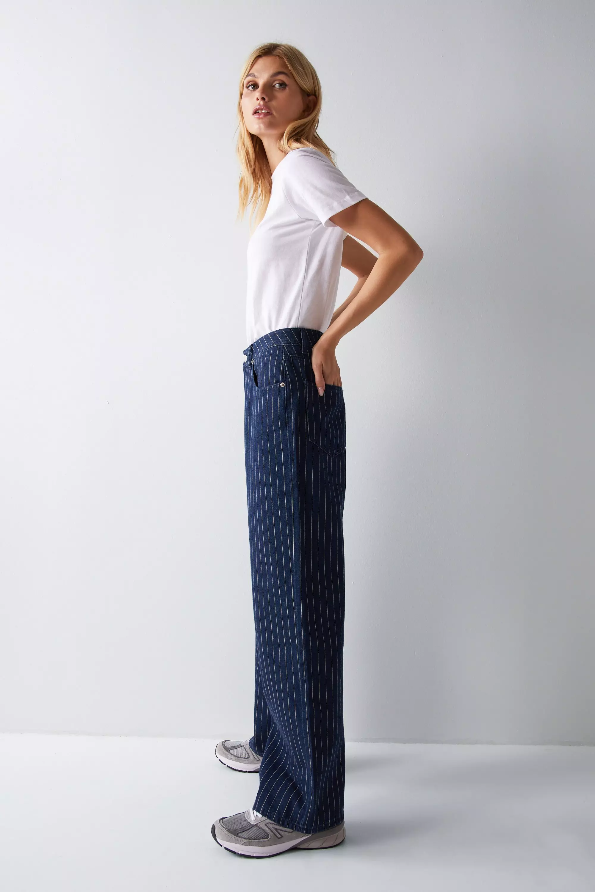 Pinstripe 2024 denim jeans