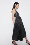 Warehouse Faux Leather Tiered Lace Back Dress thumbnail 1