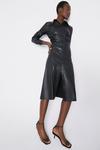 Warehouse Faux Leather Shirt Dress With Ruch Detail thumbnail 2