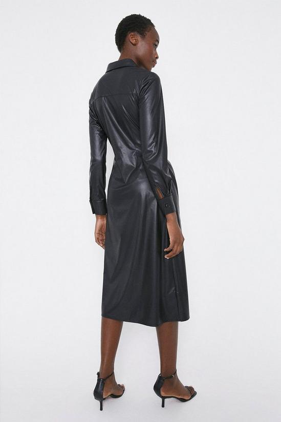 Warehouse Faux Leather Shirt Dress With Ruch Detail 3