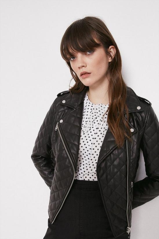 Warehouse Faux Leather Quilted Biker 2
