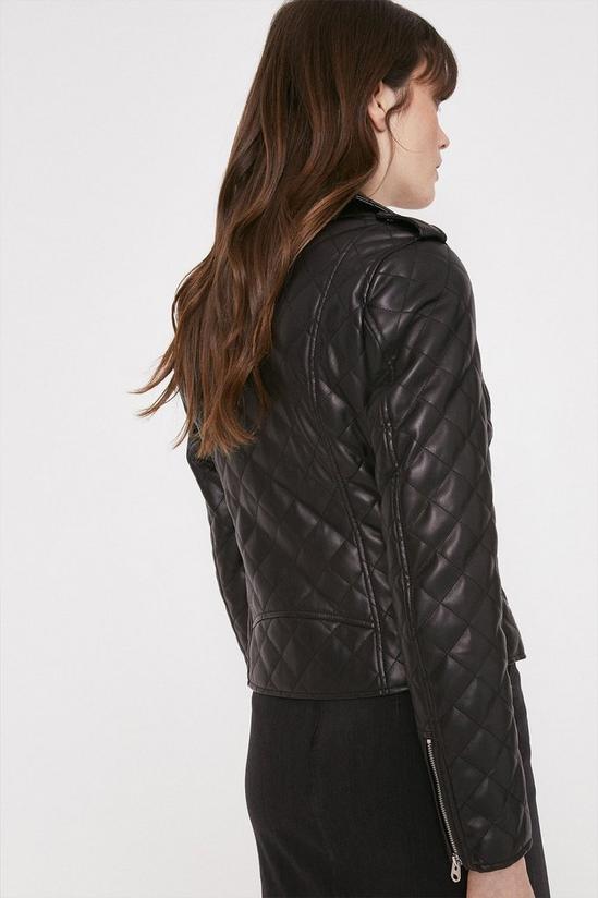 Warehouse Faux Leather Quilted Biker 3
