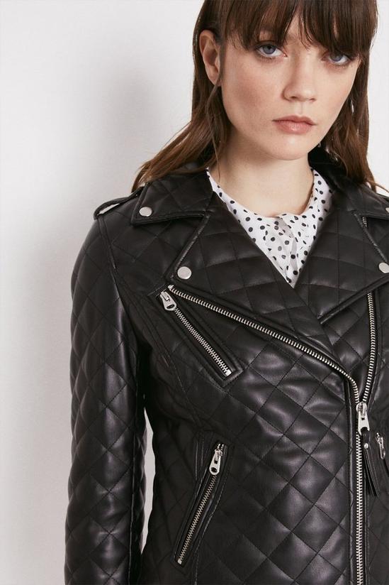Warehouse Faux Leather Quilted Biker 4