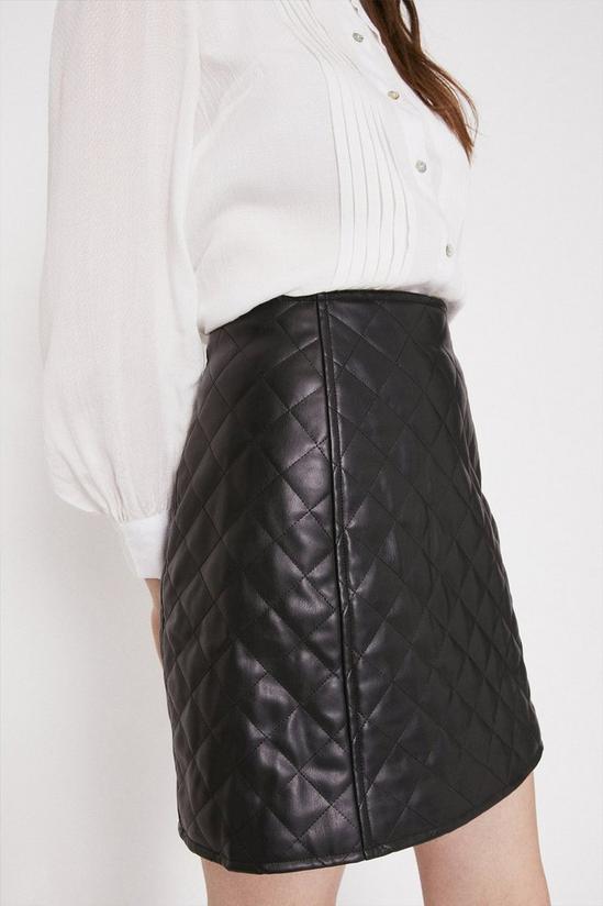 Warehouse Faux Leather Quilted Pelmet Skirt 2