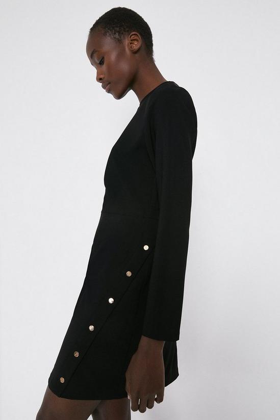 Warehouse Crepe Shift Dress with Gold Popper Detail 2