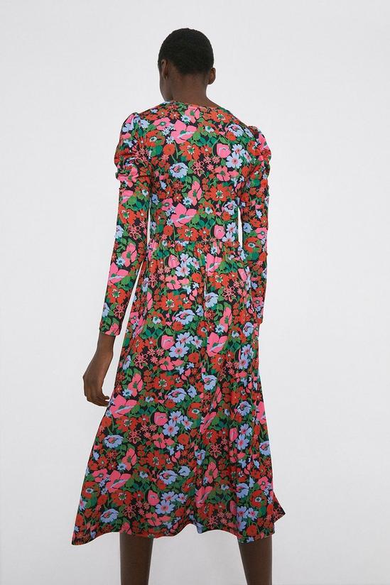Warehouse Printed Puff Sleeve Midi Dress 3