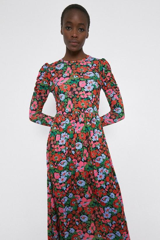 Warehouse Printed Puff Sleeve Midi Dress 4