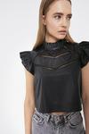 Warehouse Faux Leather Top With Ladder Stitch thumbnail 1