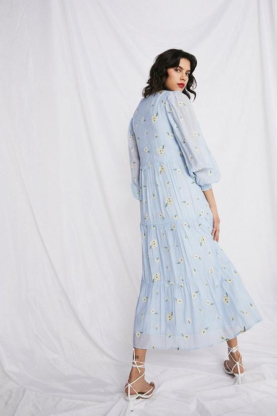 Warehouse Wrap Dress With Floral Embroidery 3