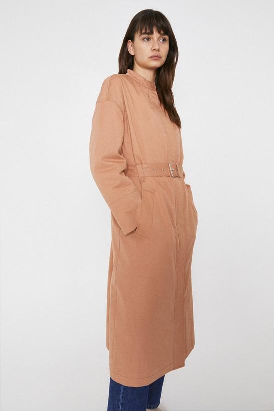 Warehouse Collarless Belted Cotton Trench 2