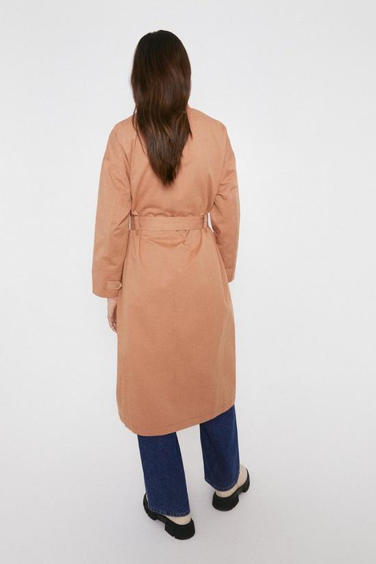 Warehouse Collarless Belted Cotton Trench 3