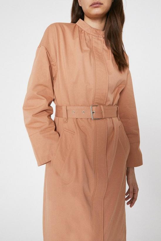 Warehouse Collarless Belted Cotton Trench 4