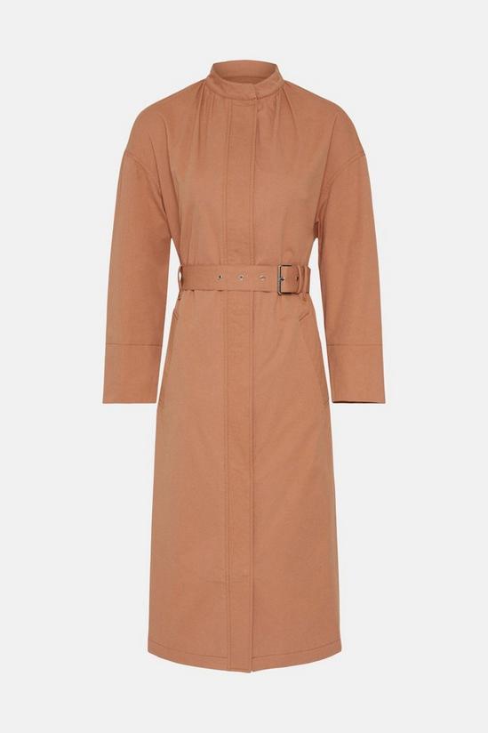 Warehouse Collarless Belted Cotton Trench 5