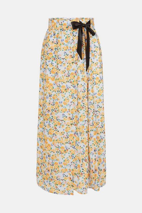 Warehouse Floral Skirt With Contrast Black Tie 5