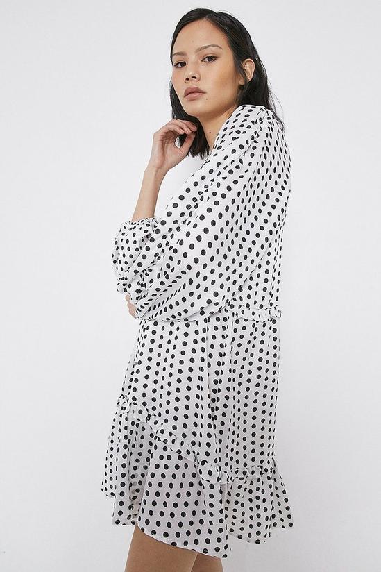 Warehouse Dress In Spot With Drawstring 1
