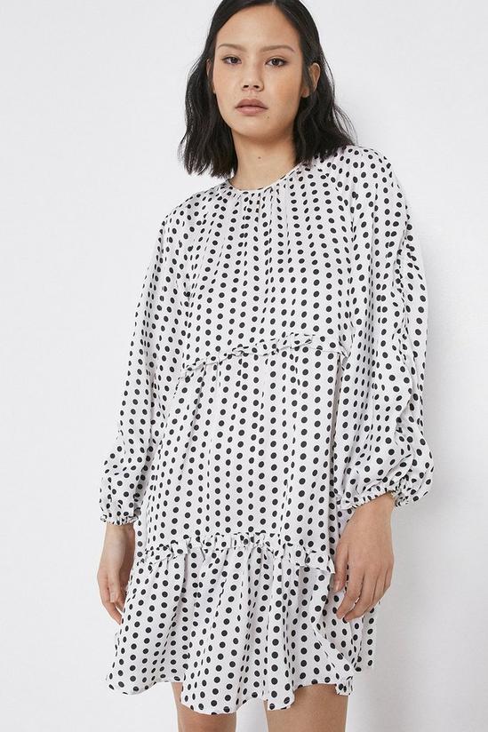 Warehouse Dress In Spot With Drawstring 2