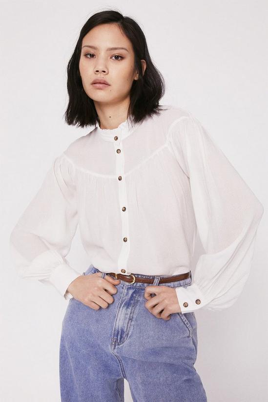 Warehouse Textured Blouse With Yoke 1