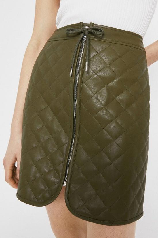 Warehouse Faux Leather Quilted Zip Front Sporty Pelmet 4