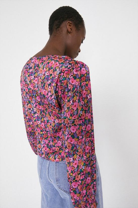 Warehouse Square Neck Top In Colourful Floral 3