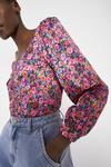 Warehouse Square Neck Top In Colourful Floral thumbnail 4