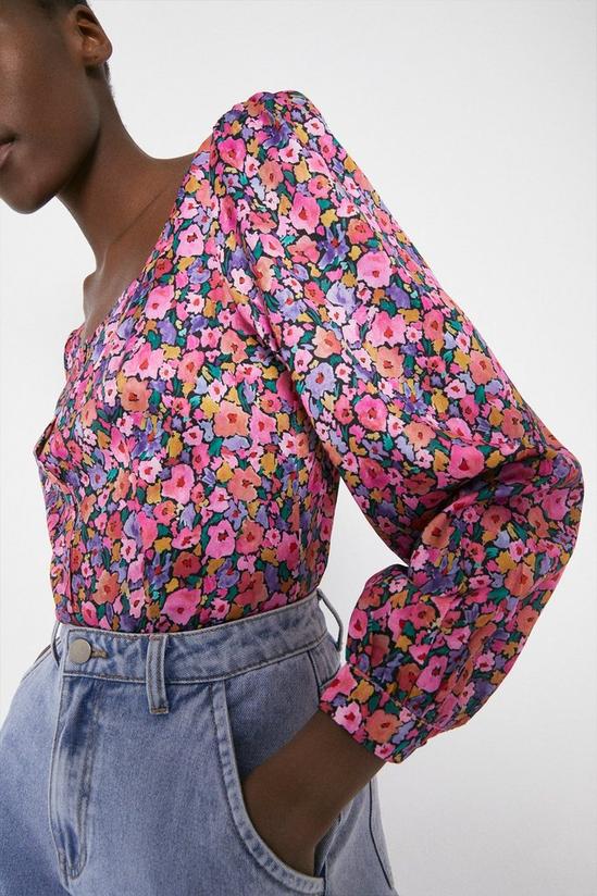 Warehouse Square Neck Top In Colourful Floral 4