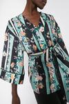 Warehouse Kimono Jacket In Linear Floral Print thumbnail 4