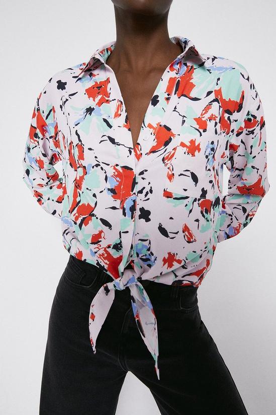 Warehouse Tie Shirt In Colourful Camo Print 2
