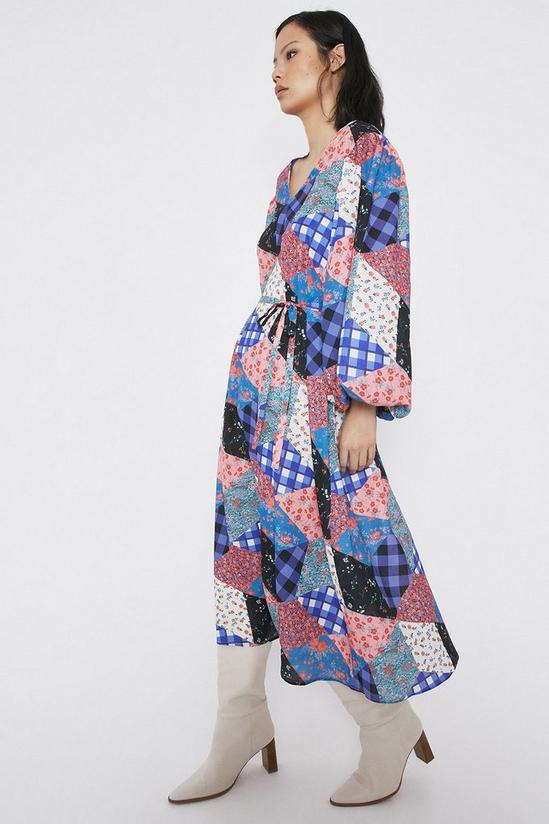 Warehouse Midi Dress In Patchwork Print 1