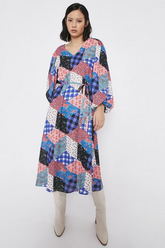 Warehouse Midi Dress In Patchwork Print 2