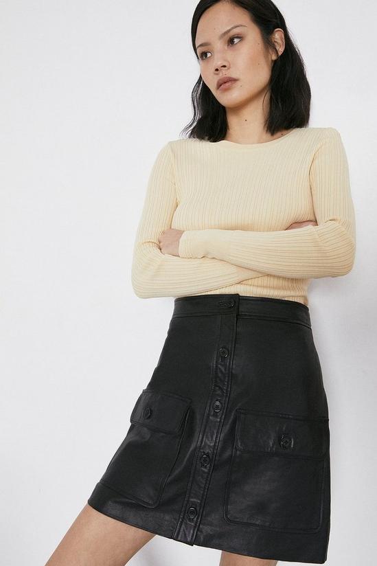 Warehouse Pocket Detail Real Leather Pelmet Skirt 1