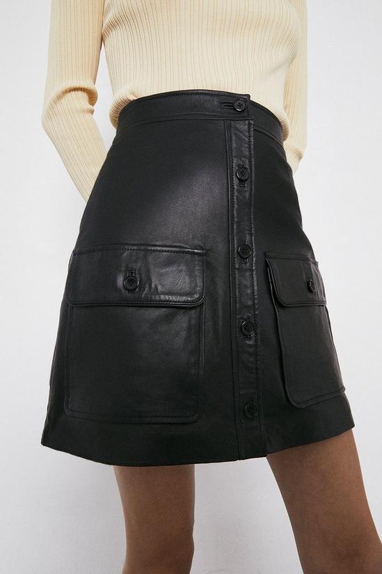 Warehouse Pocket Detail Real Leather Pelmet Skirt 2