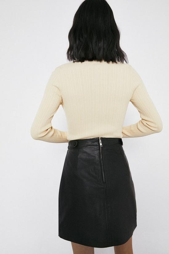 Warehouse Pocket Detail Real Leather Pelmet Skirt 3