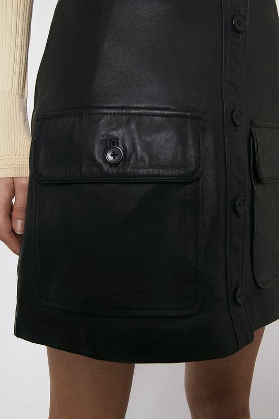 Warehouse Pocket Detail Real Leather Pelmet Skirt 4