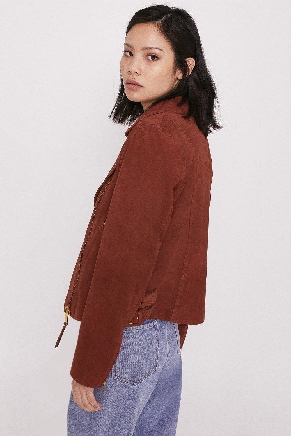 Warehouse suedette hot sale biker jacket