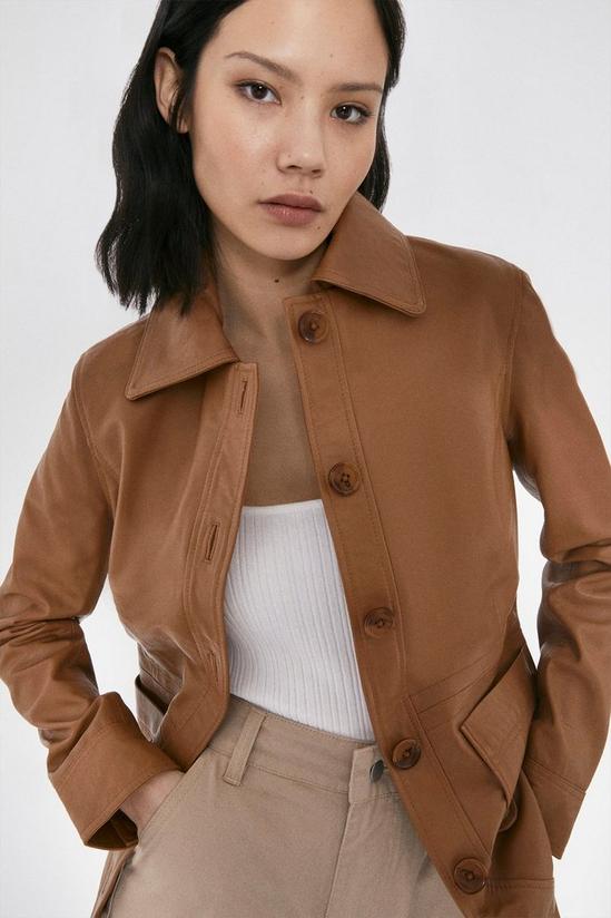 Warehouse Real Leather Button Through Jacket 1