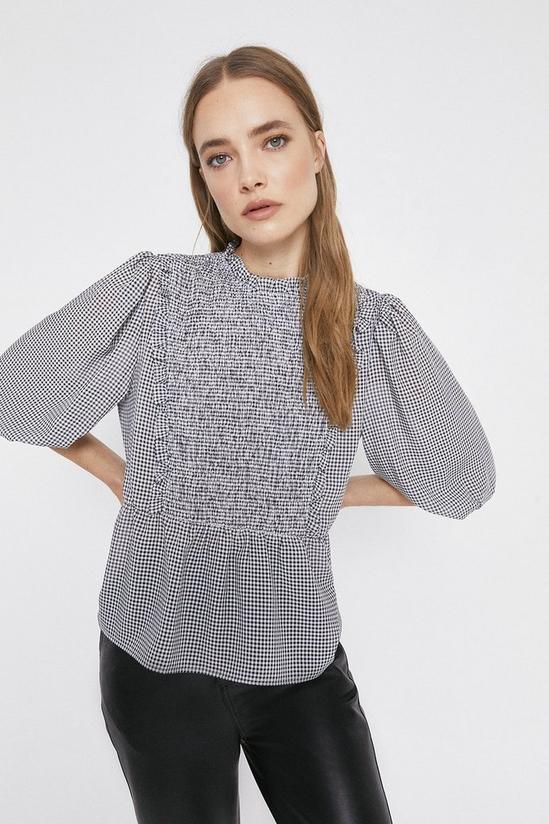 Warehouse Gingham Top With Bib Detail 1