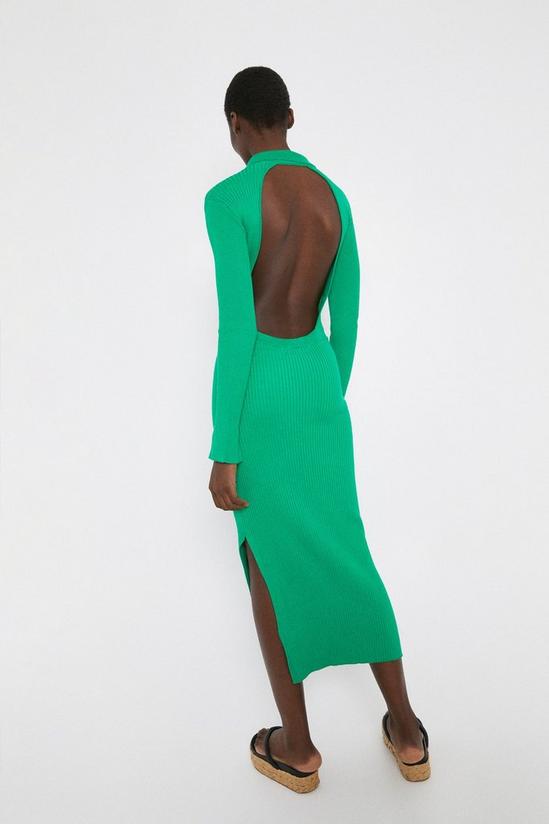 Warehouse Open Back Knitted Polo Dress 5