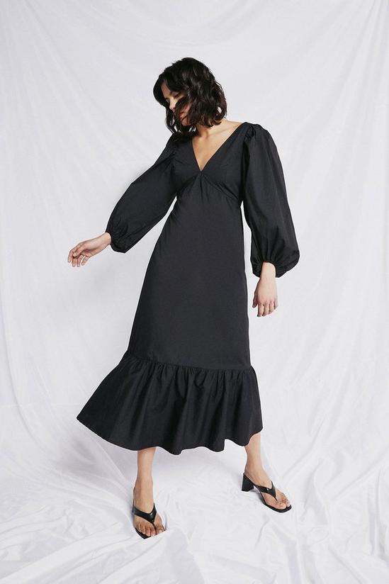 Warehouse Maxi Dress In Cotton With Frill Hem 1