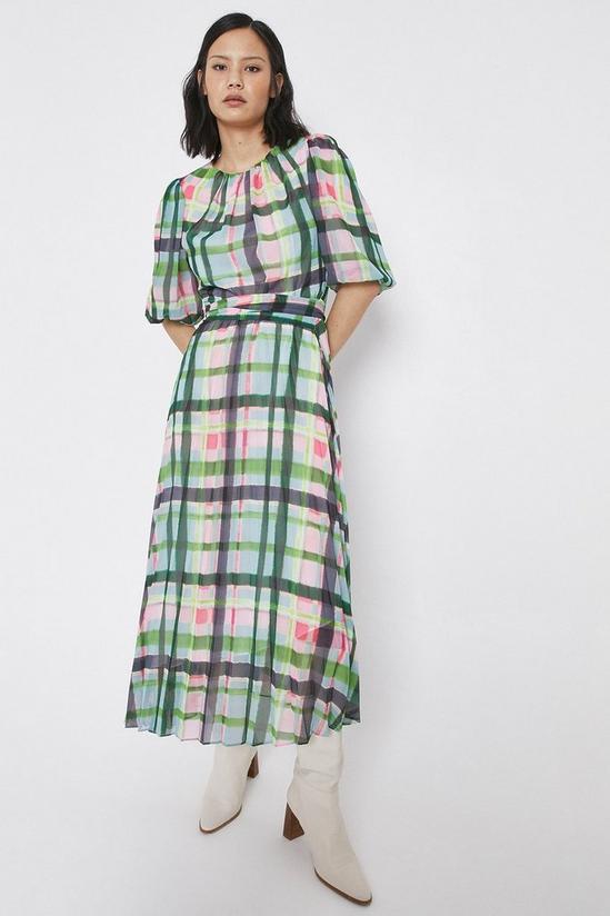 Warehouse Fit And Flare Dress In Check With Pleat Hem 2