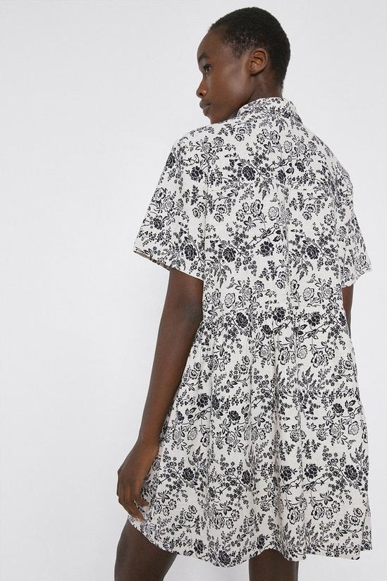 Warehouse Linen Mix Mono Floral Shirt Dress 3