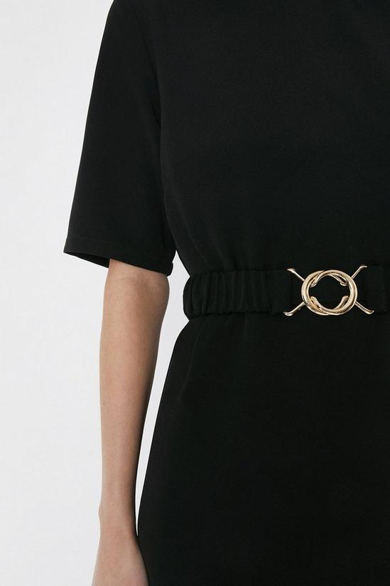 Warehouse Crepe Dress With Gold Buckle Belt 2