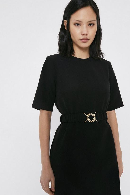 Warehouse Crepe Dress With Gold Buckle Belt 4