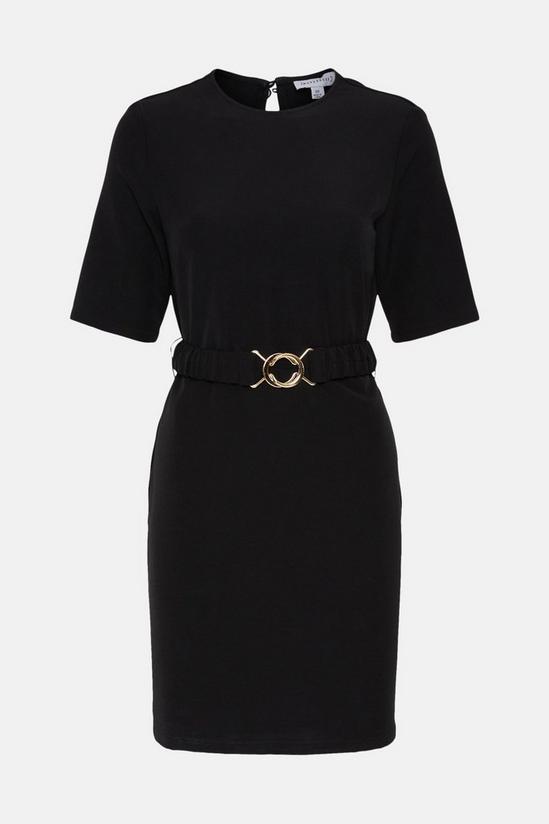Warehouse Crepe Dress With Gold Buckle Belt 5