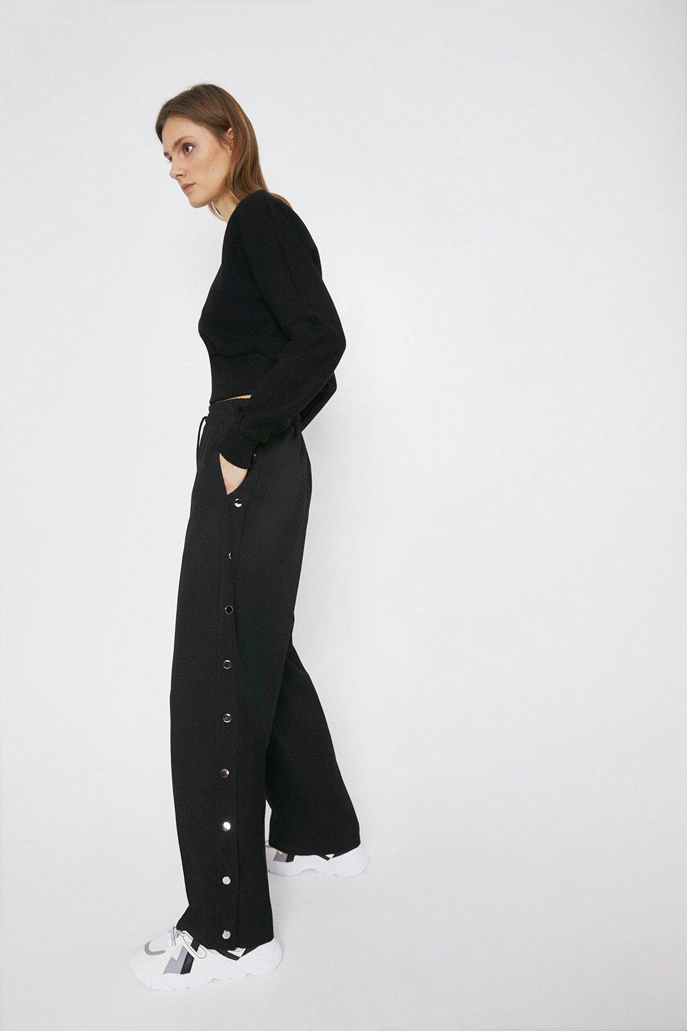 Wide leg hotsell popper trousers