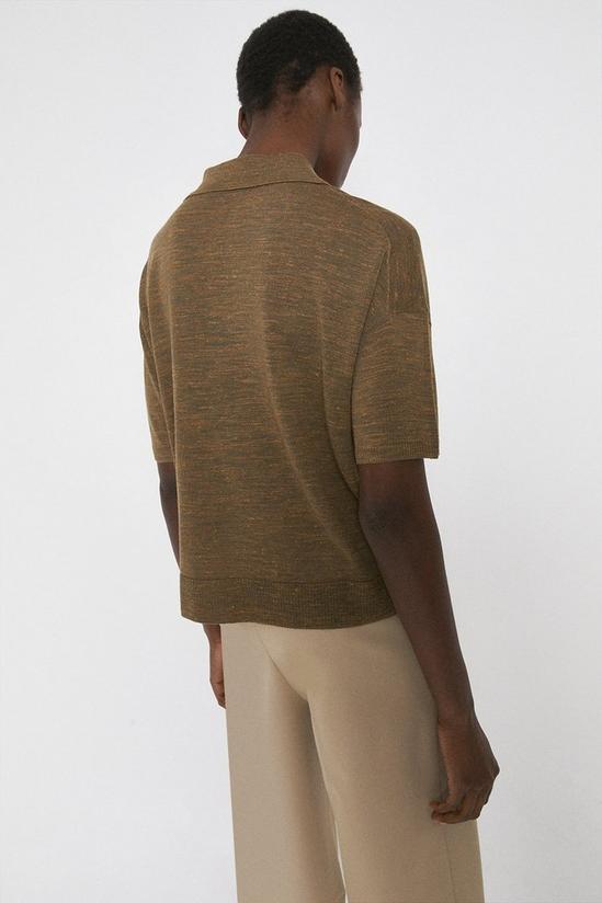 Warehouse Linen Mix Knitted Collared Tee 3