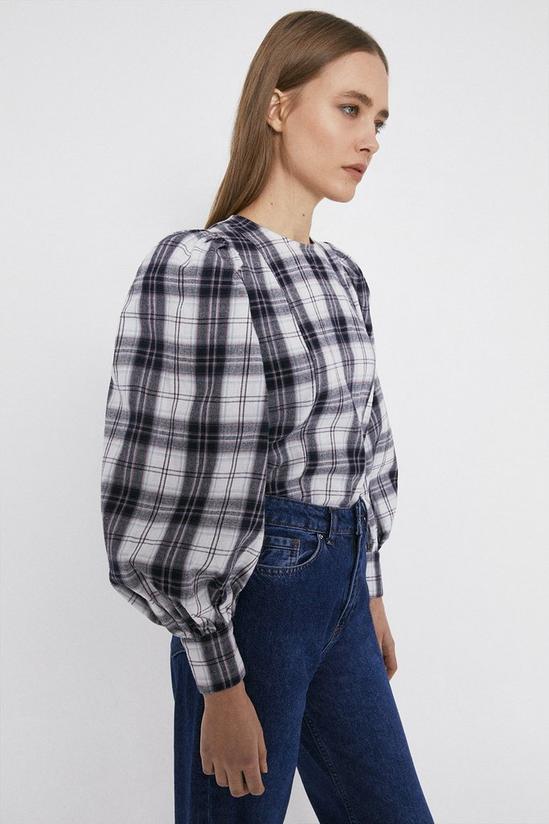Warehouse Checked Volume Sleeve Top 2