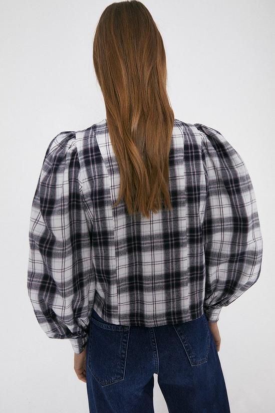 Warehouse Checked Volume Sleeve Top 3